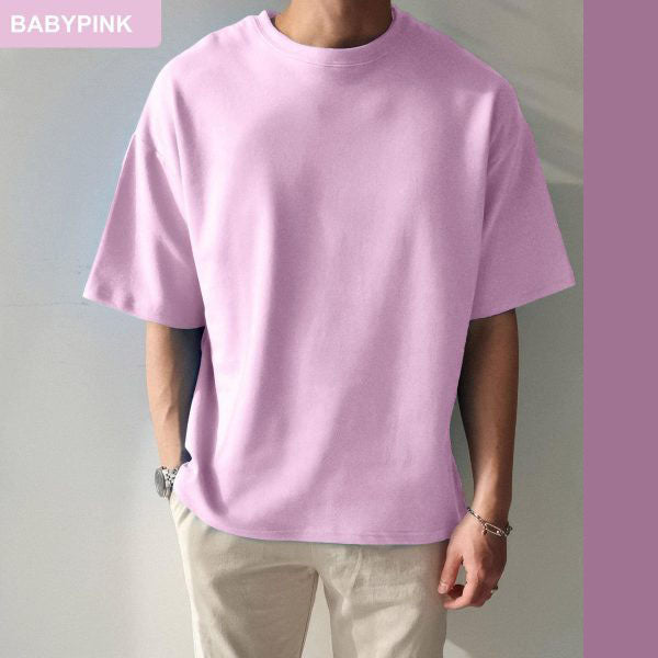 Solid Cotton Drop Shoulder T-Shirt