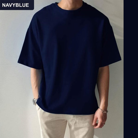 Solid Cotton Drop Shoulder T-Shirt
