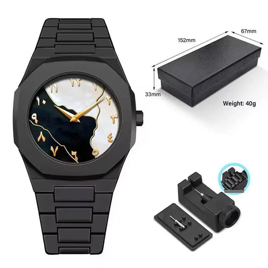 aura watch 2025 New Arabic Aura Watch Black Modern Creative Design (Chain cutter + Box free)